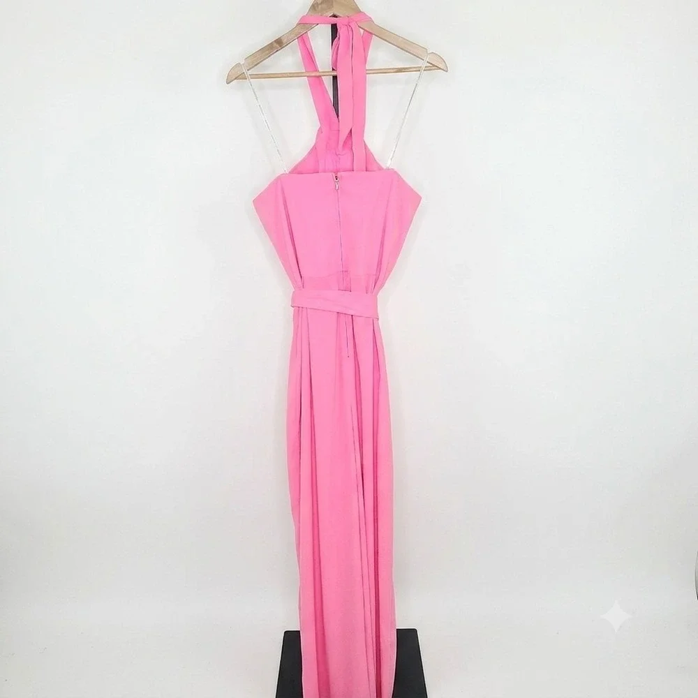Lilly Pulitzer Jumpsuit Pink Halter Rosette 3D Flower Wide Leg Romper Party 12 - Picture 6 of 10